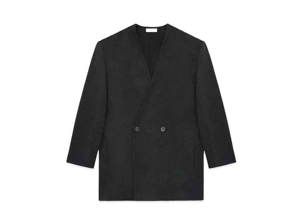 FEAR OF GOD Brushed Wool Cashmere Lapelless Blazer "Melange Black"