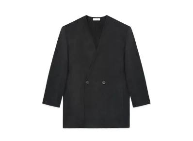 FEAR OF GOD Brushed Wool Cashmere Lapelless Blazer "Melange Black"