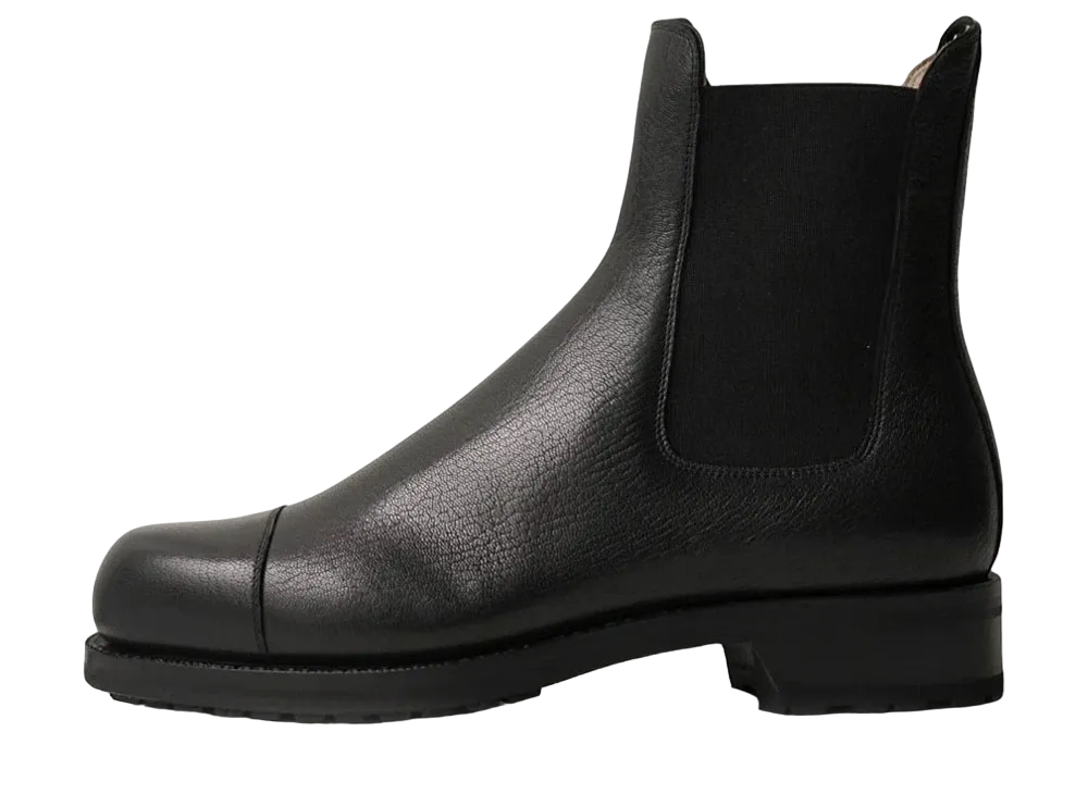 F.LLI Giacometti Cap-Toe Side Gore Boots Goat Leather "Black" FG208