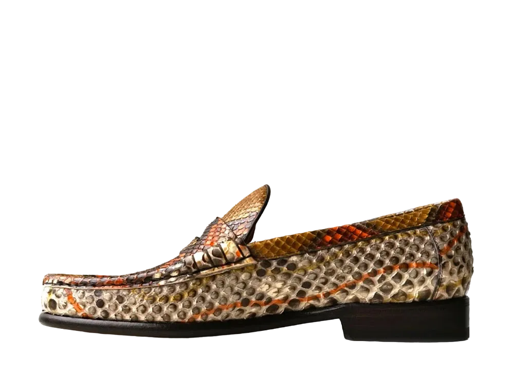 F.LLI Giacometti Penny Loafer Painted Python Leather "Brown" FG292