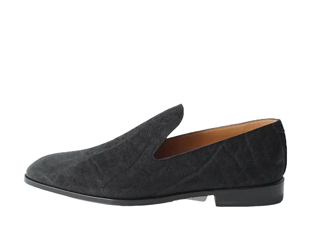 F.LLI Giacometti Slip-On Shoes Elefant Leather "Black" FG417