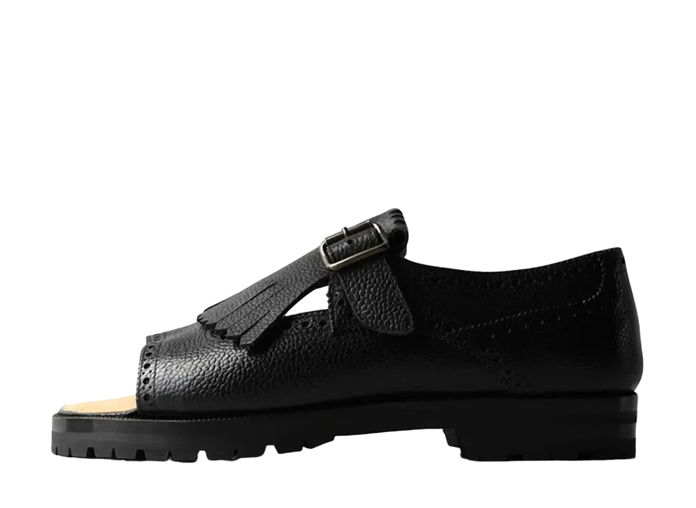 F.LLI Giacometti Kilt Sandales Stamped Calf Leather "Black" FG440