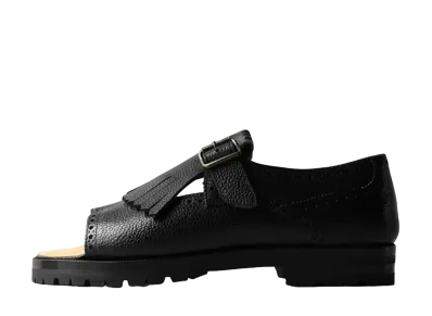 F.LLI Giacometti Kilt Sandales Stamped Calf Leather "Black" FG440