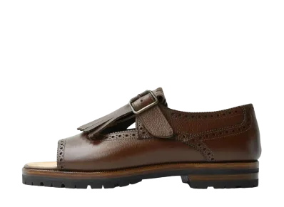 F.LLI Giacometti Kilt Sandales Stamped Calf Leather "Marone" FG440