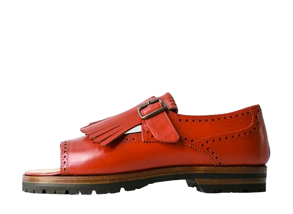 F.LLI Giacometti Kilt Sandales Calf Leather "Red" FG440