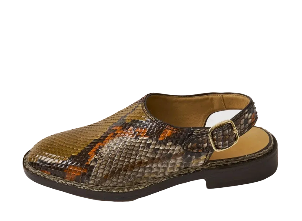 F.LLI Giacometti Sandal Pitone Naif Kaki Vers.Rossa / D,Norvegese Sandal Python FG490