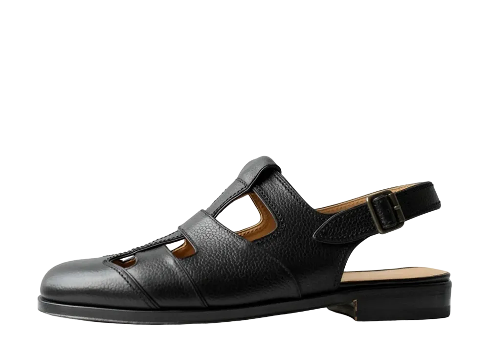 F.LLI Giacometti Ghurka Shoes Stamped Calf Leather "Black" FG546