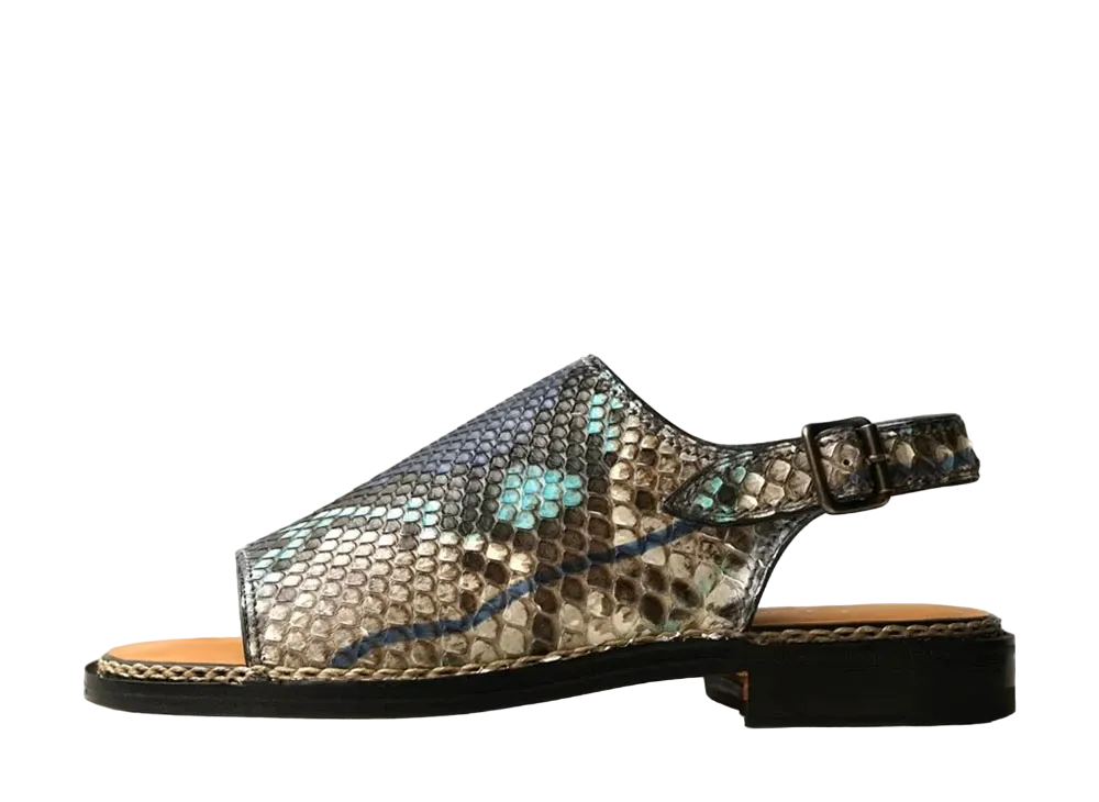 F.LLI Giacometti Open Toe Sandal Painted Python Leather "Blue" FG548