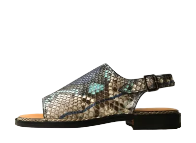 F.LLI Giacometti Open Toe Sandal Painted Python Leather "Blue" FG548