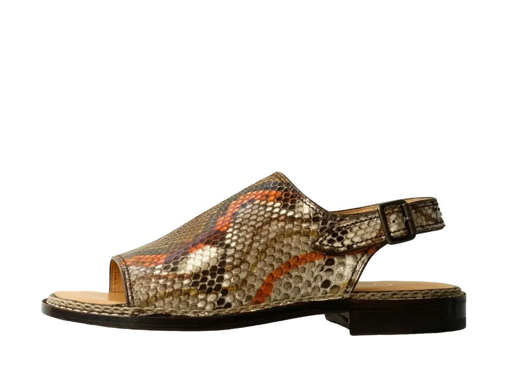 F.LLI Giacometti Open Toe Sandal Pitone Naif Kaki Vers B1 Sandalo Python "Orange" FG548