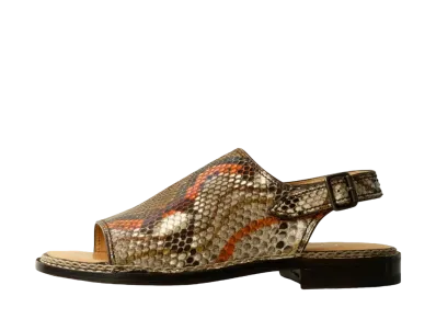 F.LLI Giacometti Open Toe Sandal Pitone Naif Kaki Vers B1 Sandalo Python "Orange" FG548