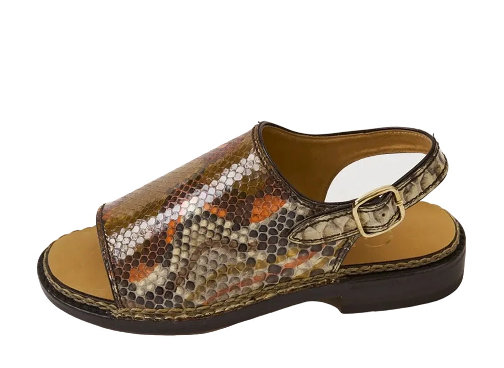 F.LLI Giacometti Open Toe Sandal Pitone Naif Kaki Vers.B1 Sandal D,Norvegese Python FG560