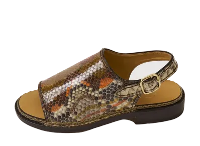 F.LLI Giacometti Open Toe Sandal Pitone Naif Kaki Vers.B1 Sandal D,Norvegese Python FG560