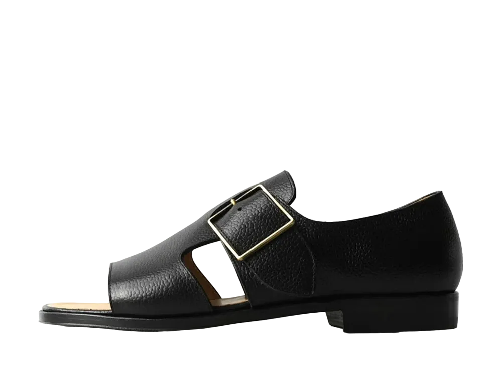 F.LLI Giacometti Open Toe Sandales Stamped Calf Leather "Black" FG586