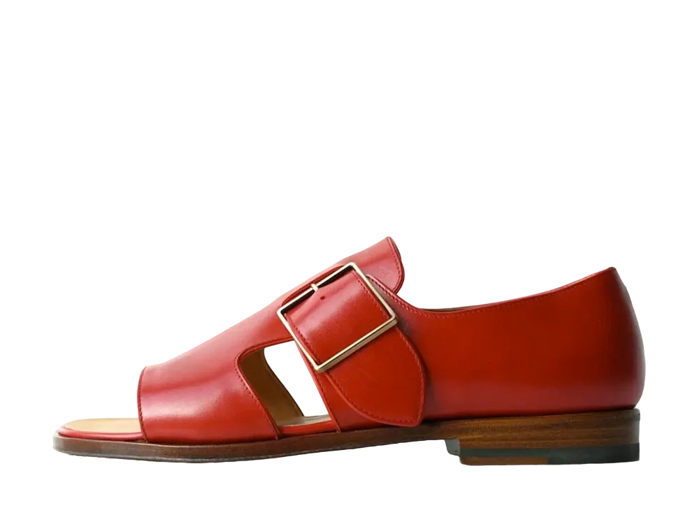 F.LLI Giacometti Open Toe Sandales Calf Leather "Red" FG586