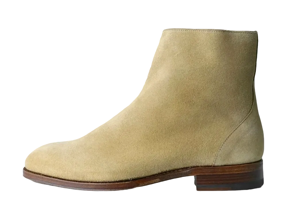 F.LLI Giacometti Zip Up Boots Velvina "Beige" FG598