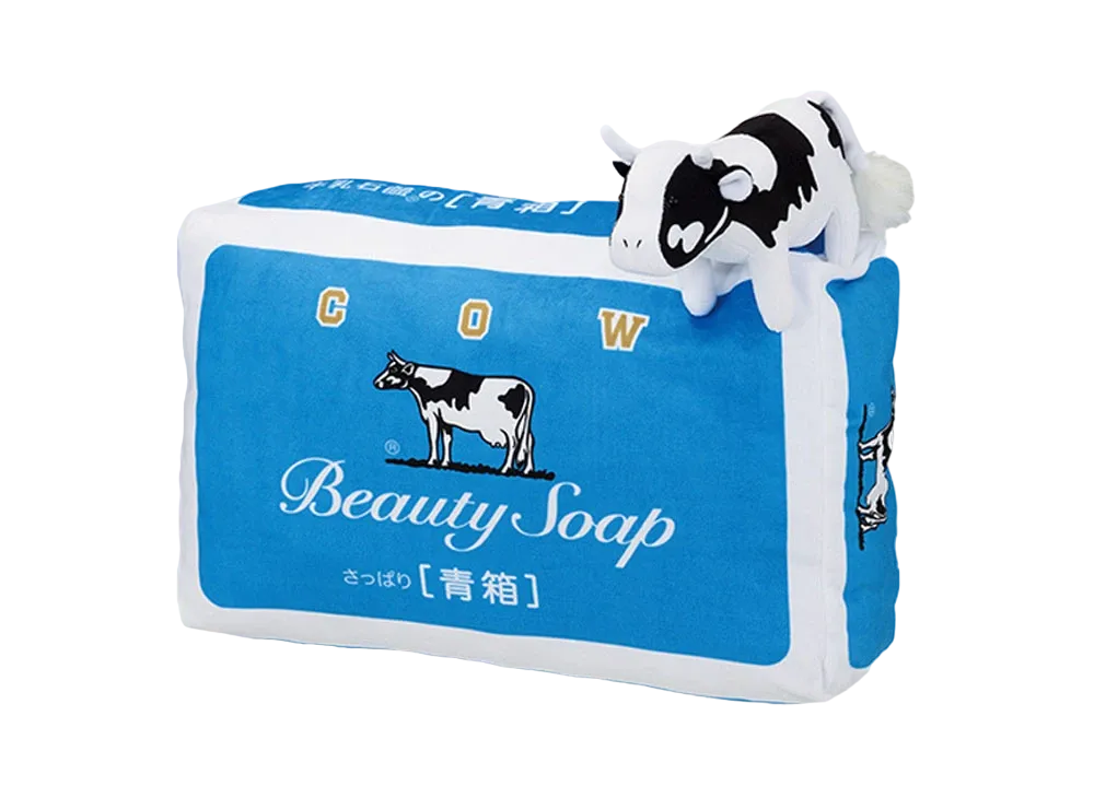 BANDAI "Ichiban Kuji" -Cow Brand Soap- A Prize Cow Brand Soap Blue Box Cushion