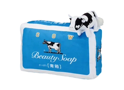BANDAI "Ichiban Kuji" -Cow Brand Soap- A Prize Cow Brand Soap Blue Box Cushion