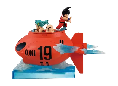 BANDAI "Ichiban Kuji" -Dragon Ball EX Showdown! Red Ribbon Army- D Prize Son Goku & Bulma & Krillin Submarine Figure