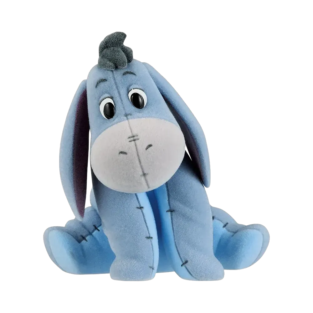 BANDAI "Ichiban Kuji" -Winnie the Pooh 100th Anniversary- E Prize Eeyore plush toy-style flocked figure