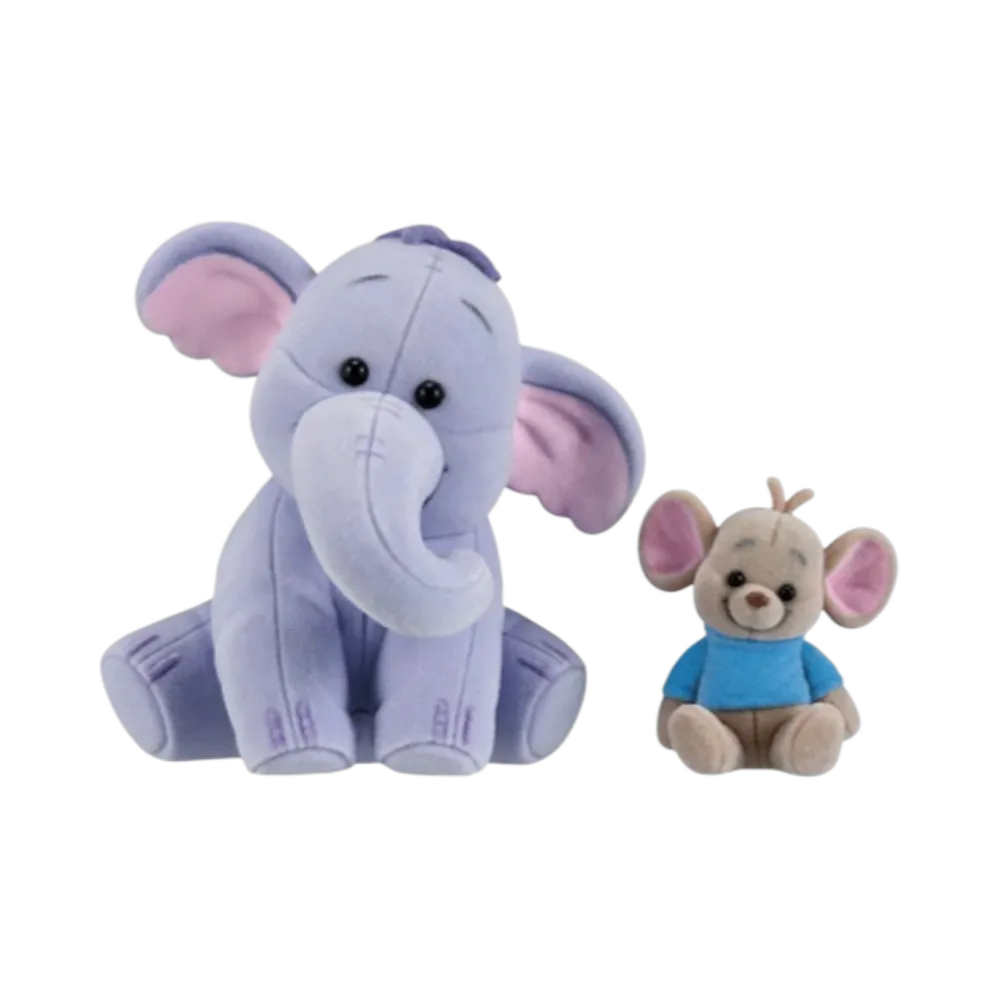 BANDAI "Ichiban Kuji" -Winnie the Pooh 100th Anniversary- G Prize Lumpy & Lou plush toy-style flocked figure