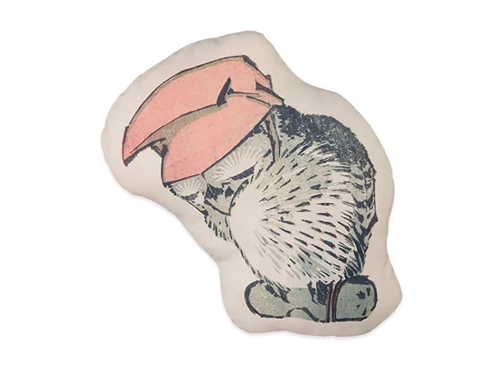 BANDAI "Ichiban Kuji" -Katsushika Hokusai- D Prize Hokusai Manga Animal Mini Cushion Owl