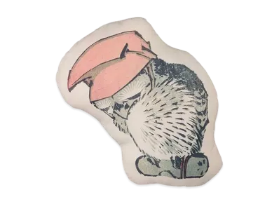 BANDAI "Ichiban Kuji" -Katsushika Hokusai- D Prize Hokusai Manga Animal Mini Cushion Owl