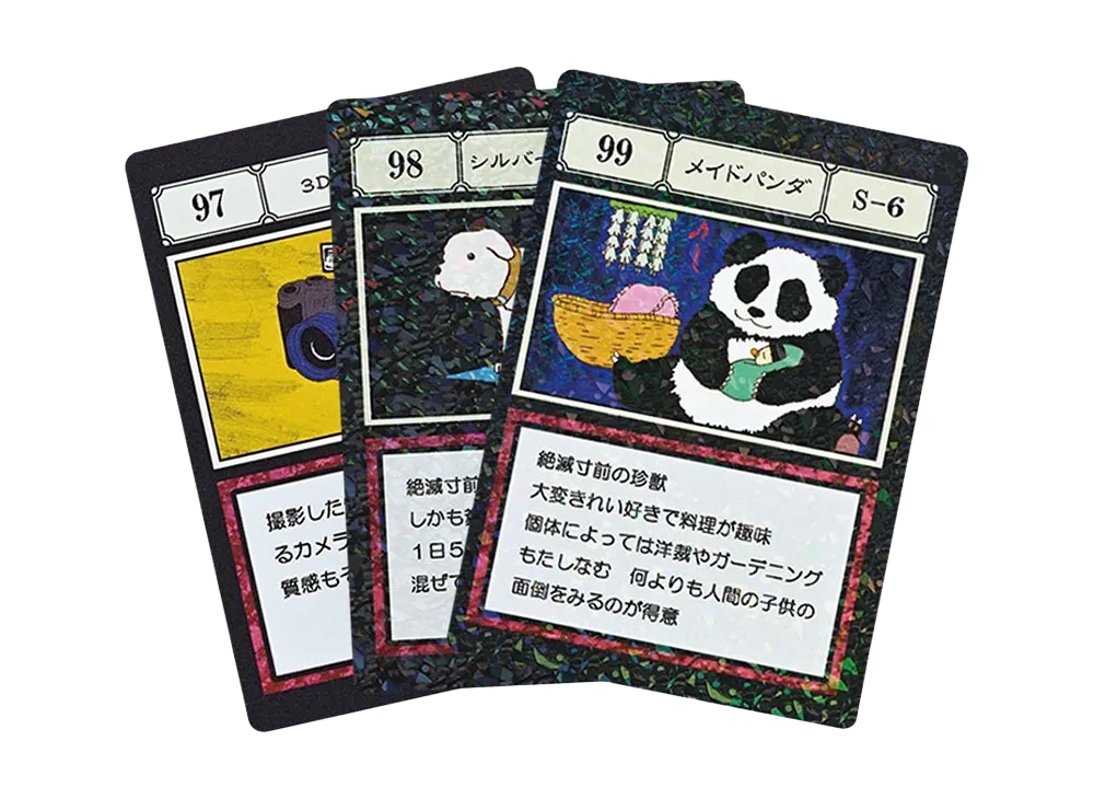 BANDAI "Ichiban Kuji" -HUNTERxHUNTER GREED ISLAND 2- L Prize G.I. Designated Pocket Card 3D Camera / Silver Dog / Maid Panda [97][98][99]