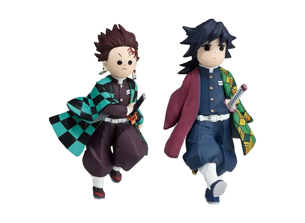 BANDAI "Ichiban Kuji" -Demon Slayer: Kimetsu no Yaiba ~Upper Rank Two~- D Prize Tanjiro and Giyu techi-techi Figure