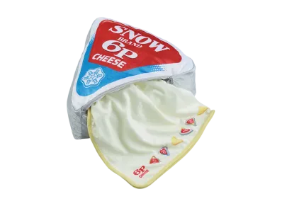 BANDAI "Ichiban Kuji" -Snow Brand Megmilk- Last One Prize "6P Cheese" Blanket in Cushion