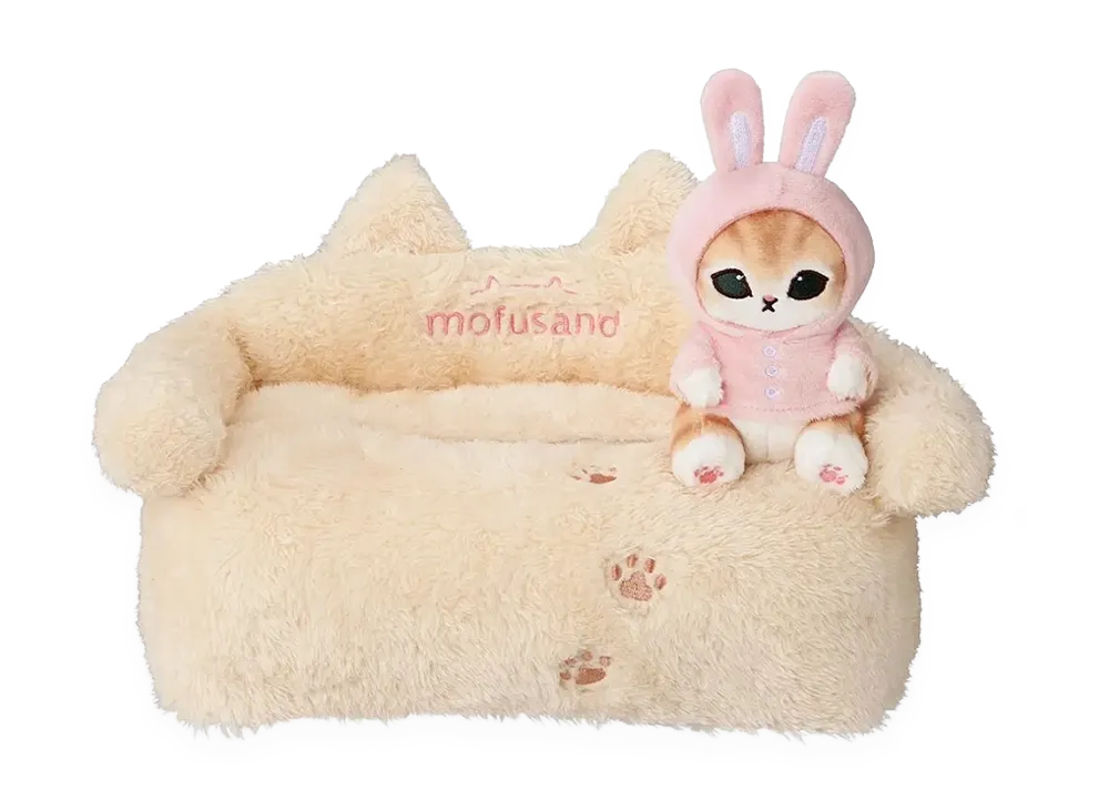 BANDAI "Ichiban Kuji" -mofusand Pajama Party with Cats- Last One Prize Relaxing cat sofa-shaped tissue case