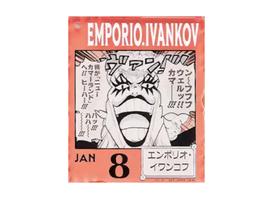 BANDAI "Ichiban Kuji" -ONE PIECE BASE SHOP Lottery 366DAYS OF BIRTHDAYS- Birth Month January-March Shin Colors Acrylic Block Charm Prize 1/8 Emporio Ivankov
