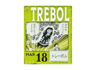 BANDAI "Ichiban Kuji" -ONE PIECE BASE SHOP Lottery 366DAYS OF BIRTHDAYS- Birth Month January-March Shin Colors Acrylic Block Charm Prize 3/18 Trebol