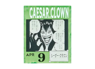 BANDAI "Ichiban Kuji" -ONE PIECE BASE SHOP Lottery 366DAYS OF BIRTHDAYS- Birth Month January-March Me Colors Acrylic Block Charm Prize 4/9 Caesar Clown
