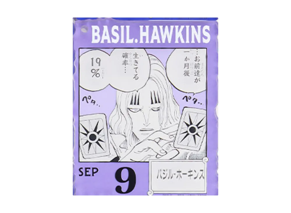 BANDAI "Ichiban Kuji" -ONE PIECE BASE SHOP Lottery 366DAYS OF BIRTHDAYS- Birth Month January-March Ryo Colors Acrylic Block Charm Prize 9/9 Basil Hawkins