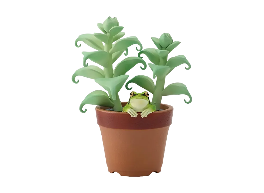 BANDAI "Ichiban Kuji" -Reptiles & Amphibians ~Tiny Friends~ vol.3- C Prize Japanese Tree Frog and Houseplant Accessory Stand