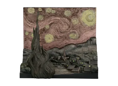BANDAI "Ichiban Kuji" -Vincent van Gogh- Last One Prize The Starry Night Diorama Figure ~Dark Ver.~