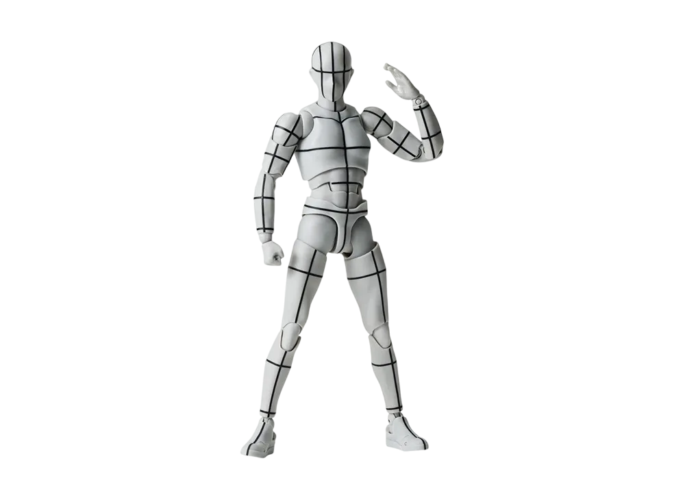 BANDAI "S.H.Figuarts" -BODY-KUN/BODY-CHAN- BODY-KUN -Sports- Edition -WIREFRAME- (Gray Color Ver.)