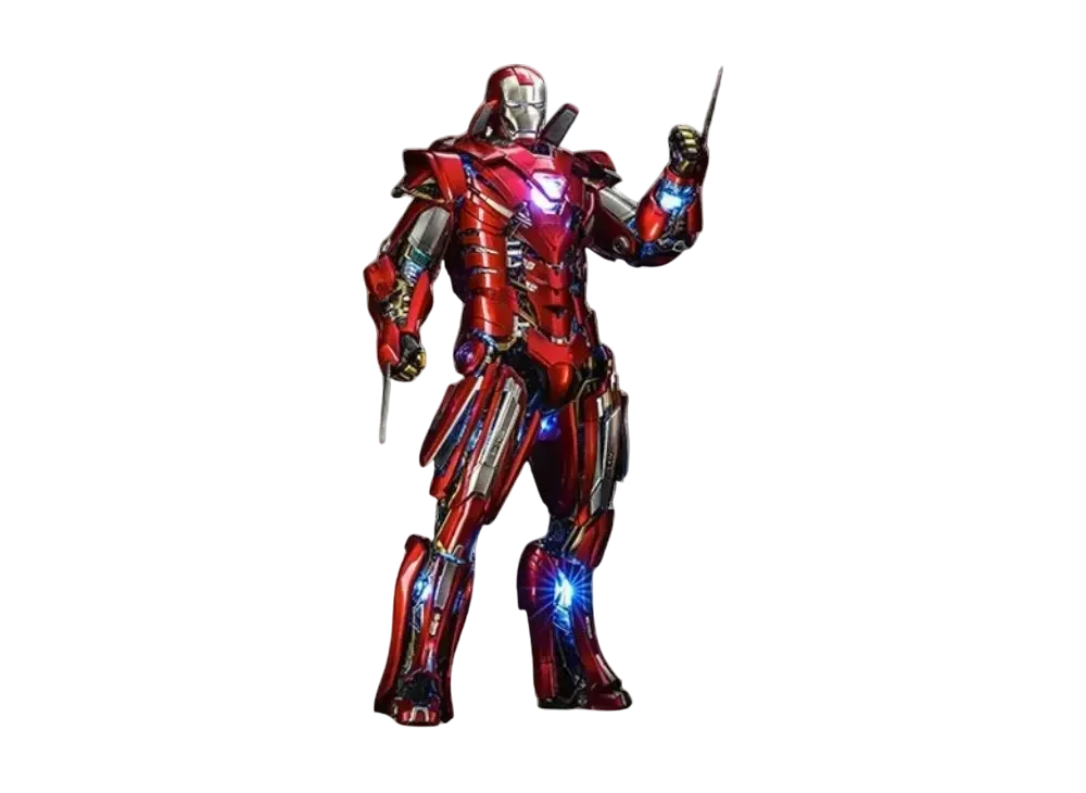 Hot Toys "Movie Masterpiece Diecast" -Iron Man 3- 1/6 Scale Fully Poseable Figure: Silver Centurion (Armor Suit Up Version)