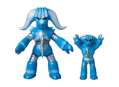 MEDICOM TOY "Toei Retro Sofvi Collection" -Android Kikaider- Blue Buffalo (Renewal Color) & Blue Buffalo (Mini Soft Vinyl)