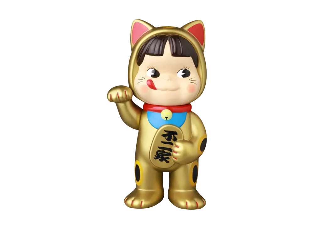 MEDICOM TOY "Fujiya Sofubi Collection" Lucky Cat Peko-Chan (Gold Painting)