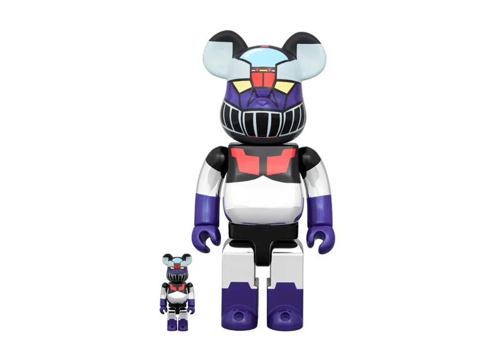 MEDICOM TOY "BEARBRICK" -Mazinger Z- Mazinger Z Plating Ver. 100% & 400%