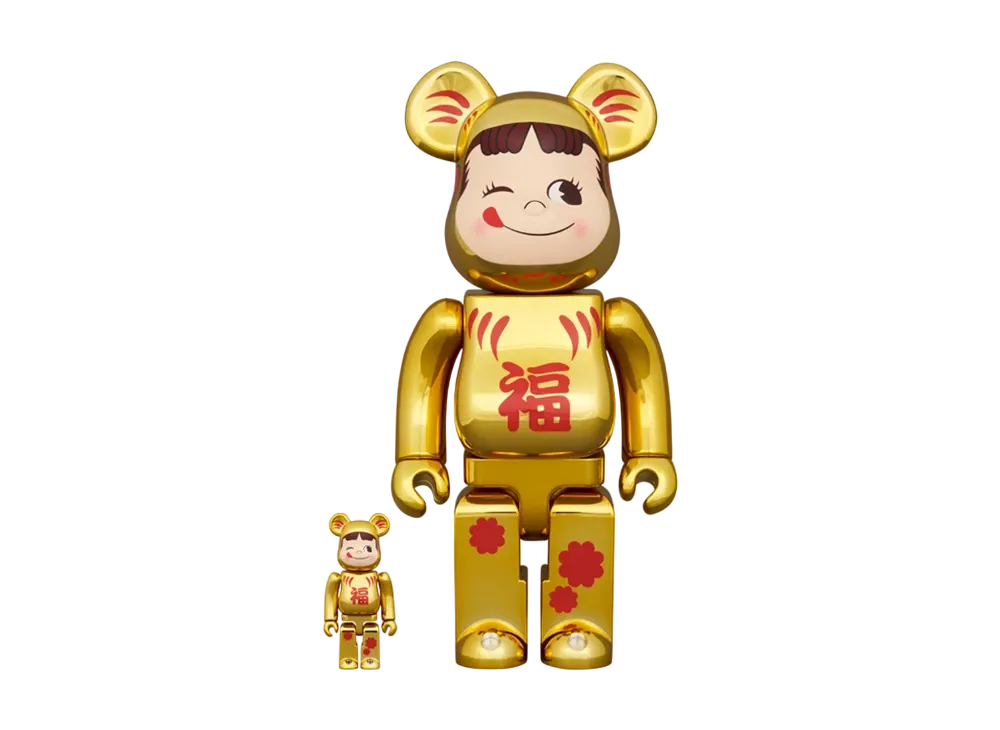 MEDICOM TOY "BEARBRICK" Daruma Peko-chan gold plated 100% & 400%