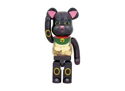 MEDICOM TOY "BEARBRICK" Lucky Cat Oval Ten Million Ryo Black Plated 1000%