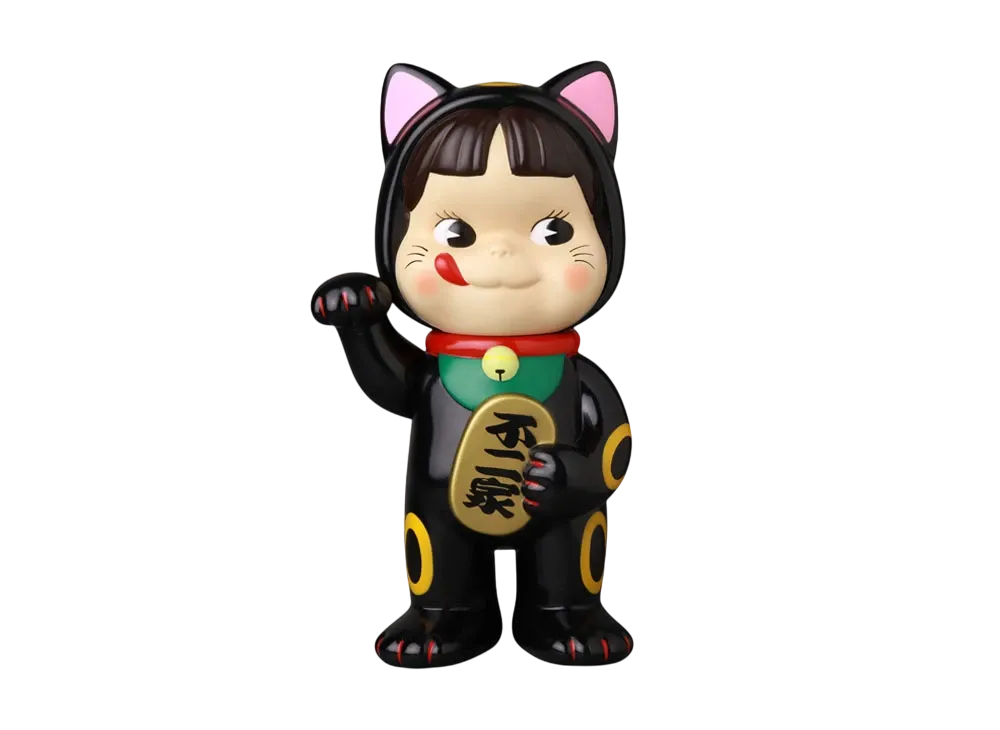 MEDICOM TOY "Fujiya Sofubi Collection" Lucky Cat Peko-Chan (Black)