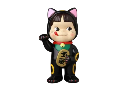 MEDICOM TOY "Fujiya Sofubi Collection" Lucky Cat Peko-Chan (Black)