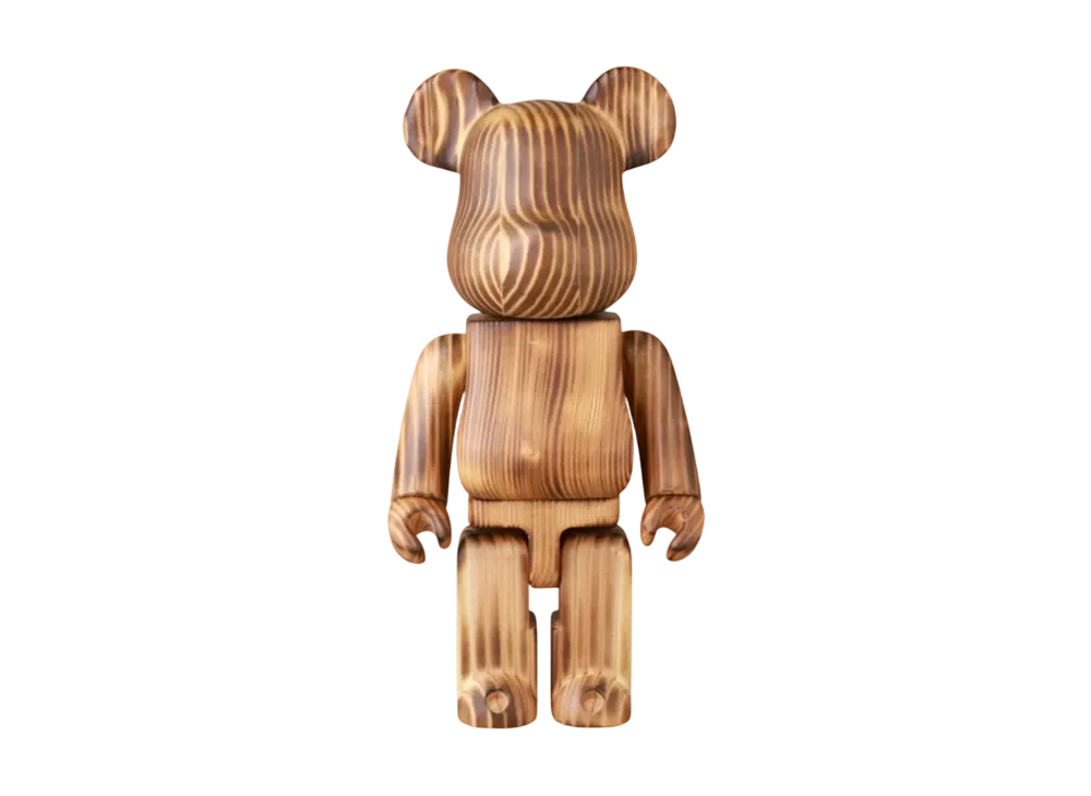 MEDICOM TOY "BEARBRICK" Karimoku Burn Wood 400%