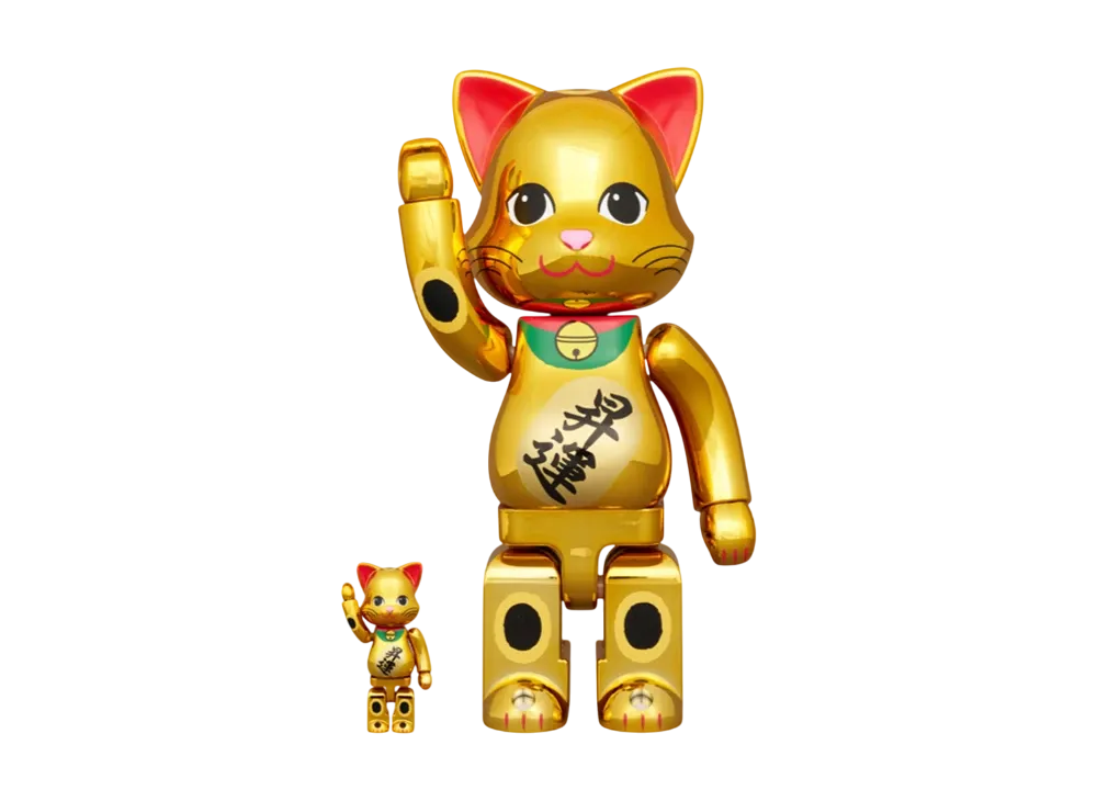 MEDICOM TOY "NYABRICK" Lucky Cat Lucky Gold Plated 100% & 400%
