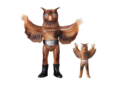 MEDICOM TOY "Toei Retro Sofvi Collection" -Masked Rider- Owl Man (New Color Luminous) + Mini Soft Vinyl