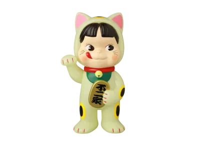 MEDICOM TOY "Fujiya Sofvi Collection" Lucky Cat Peko-Chan (Phosphorescent)